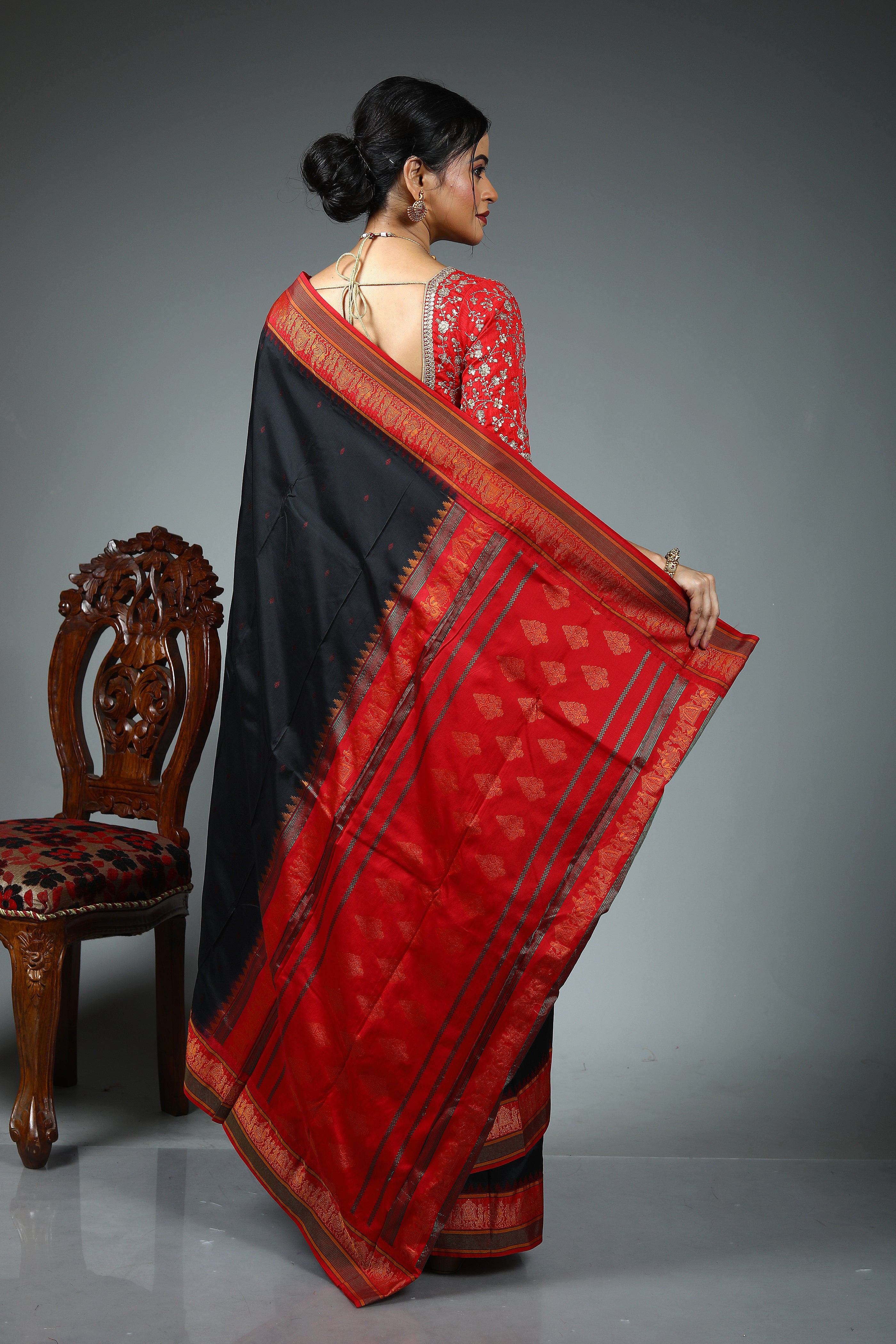 Black Blended Silk Saree