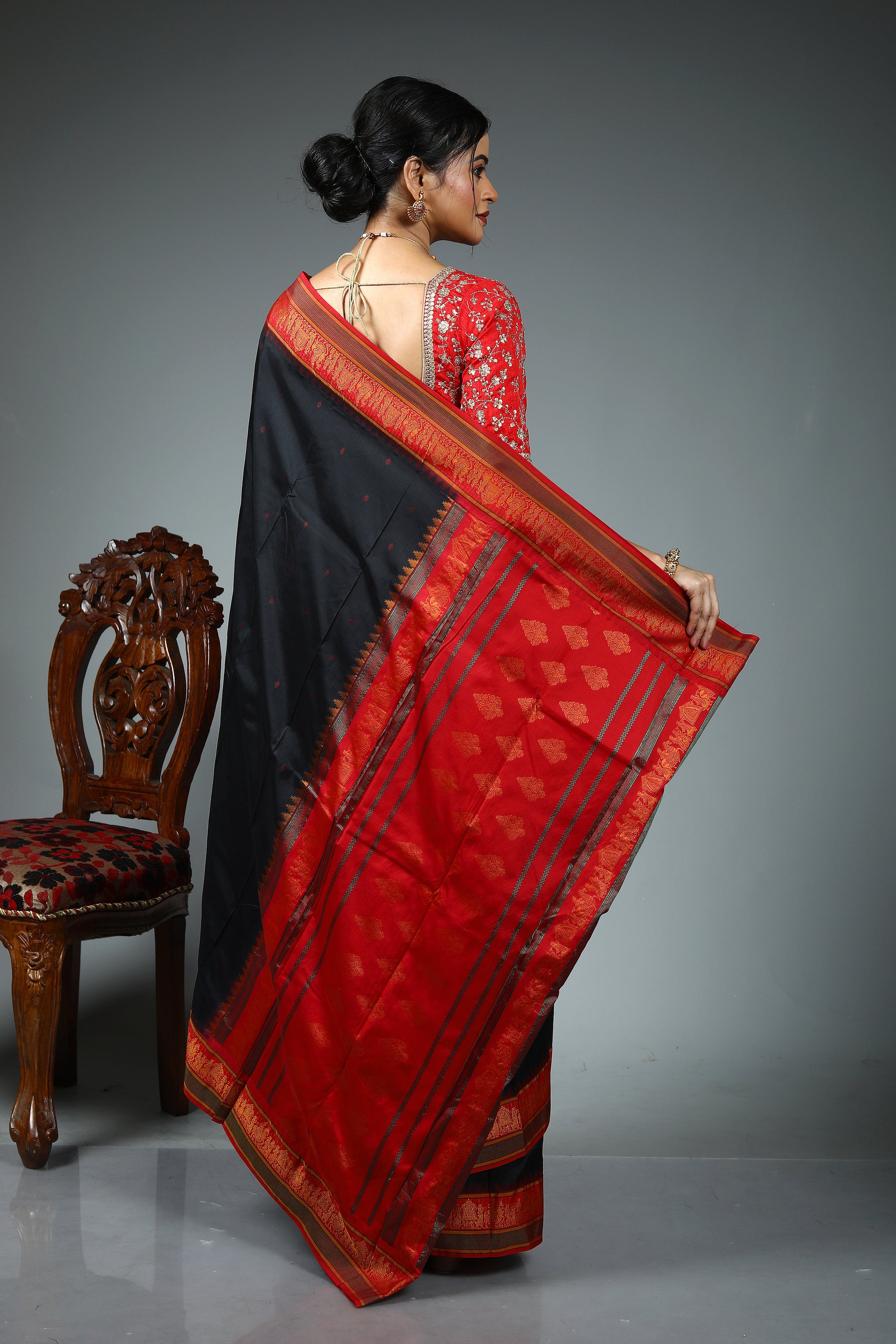 Black Blended Silk Saree
