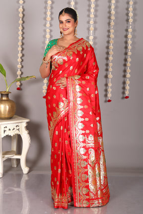 Red Pure Banarasi Silk Saree - Keya Seth Exclusive
