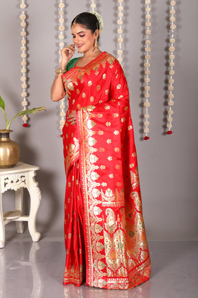 Red Pure Banarasi Silk Saree - Keya Seth Exclusive