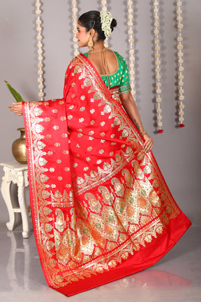 Red Pure Banarasi Silk Saree - Keya Seth Exclusive