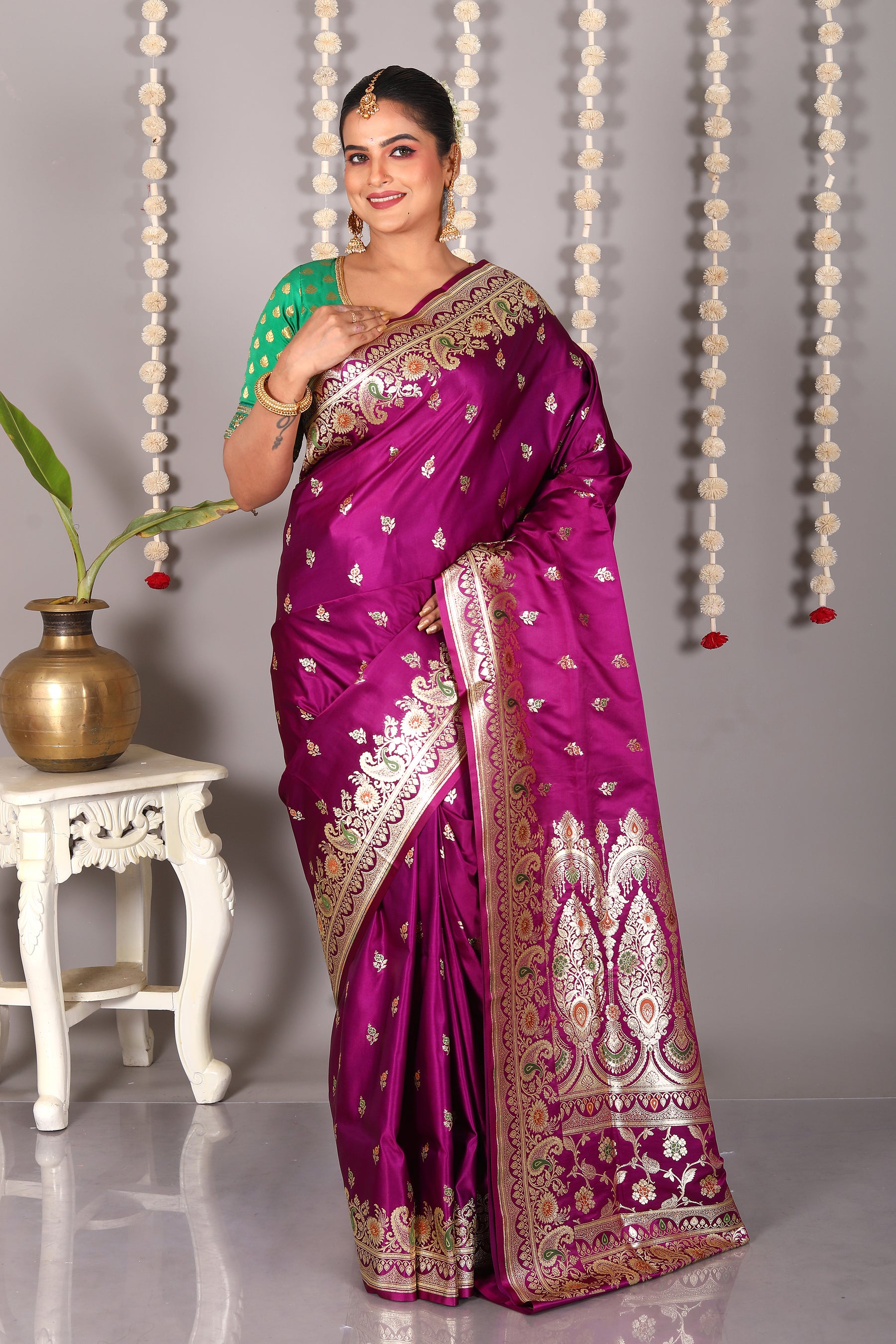 Purple Pure Banarasi Silk Saree - Keya Seth Exclusive
