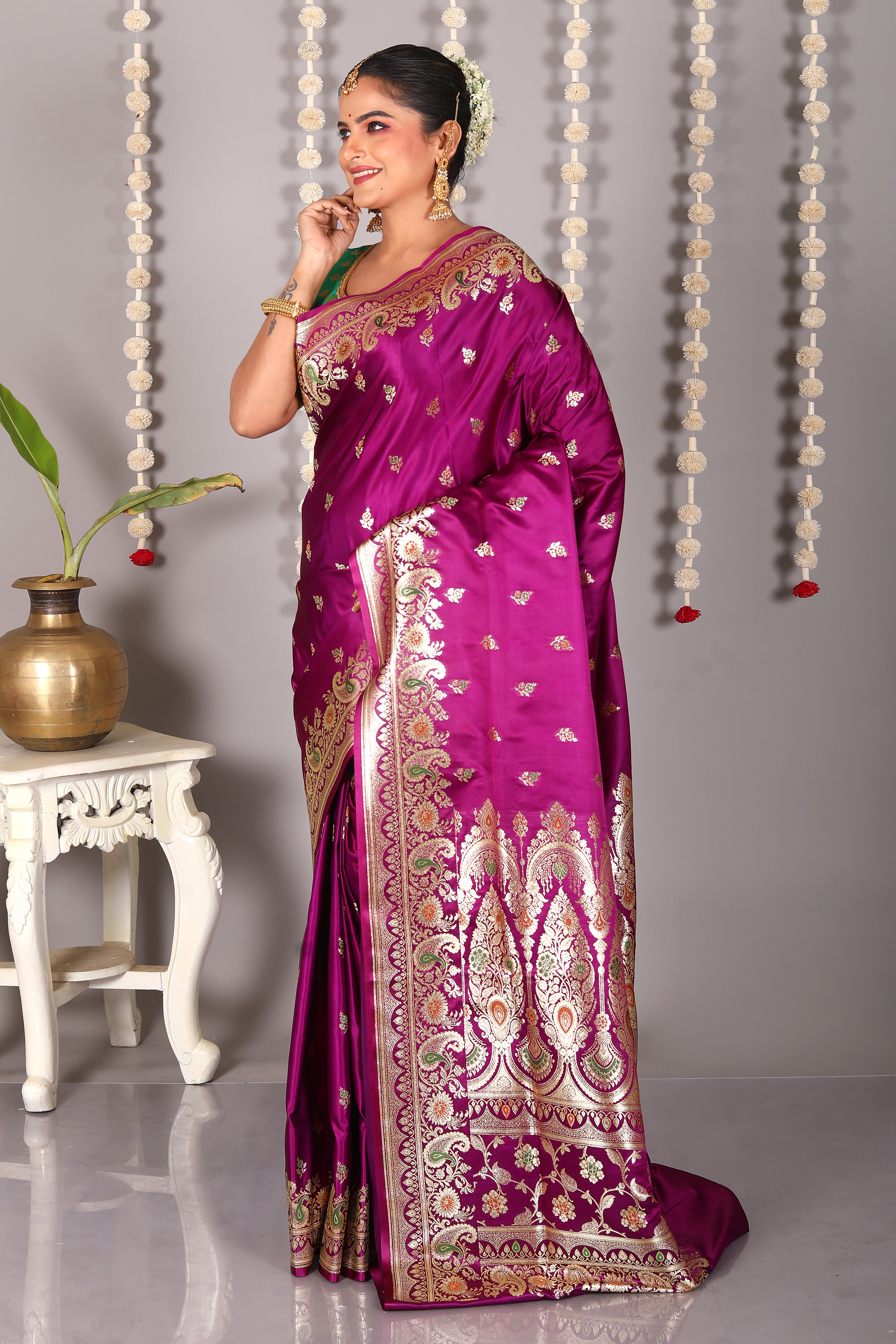 Purple Pure Banarasi Silk Saree - Keya Seth Exclusive