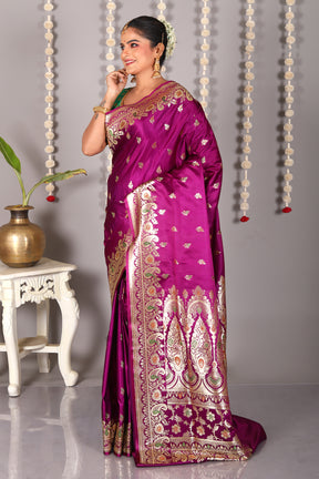 Purple Pure Banarasi Silk Saree - Keya Seth Exclusive