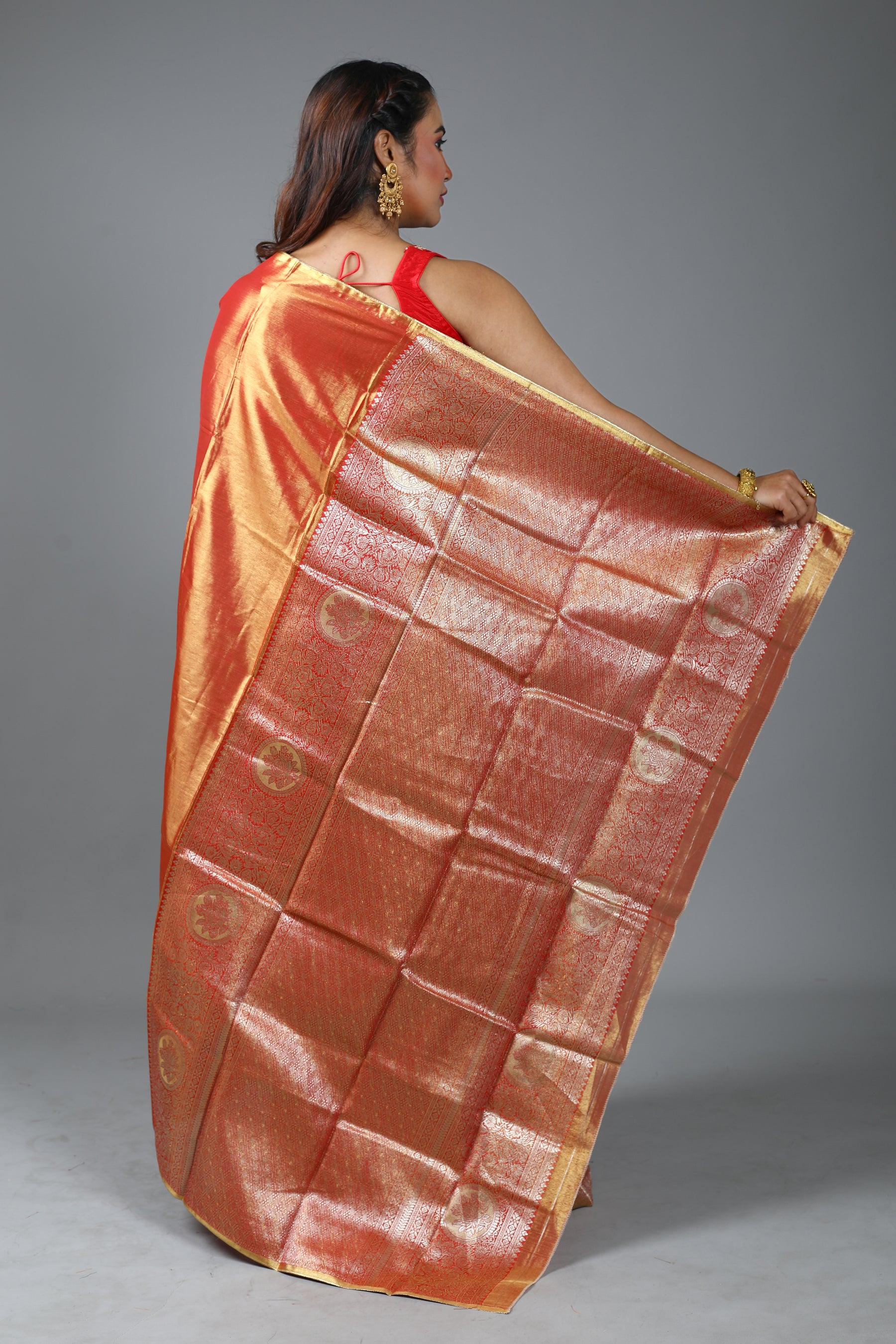 Red Blended Tissue Kanjivaram Saree
