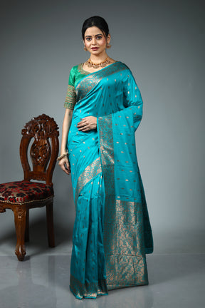 Sea Green Blended Silk Saree