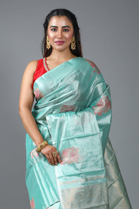 Sea Green Blended Tissue Kanjivaram Saree