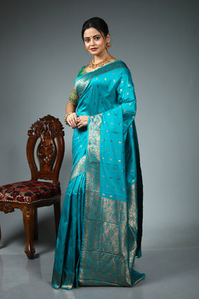 Sea Green Blended Silk Saree