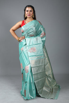 Sea Green Blended Tissue Kanjivaram Saree