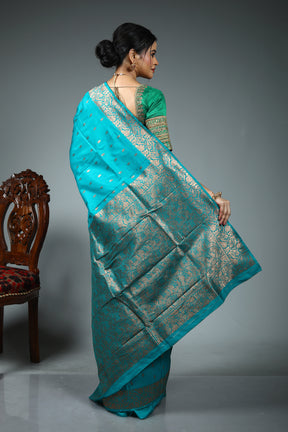 Sea Green Blended Silk Saree