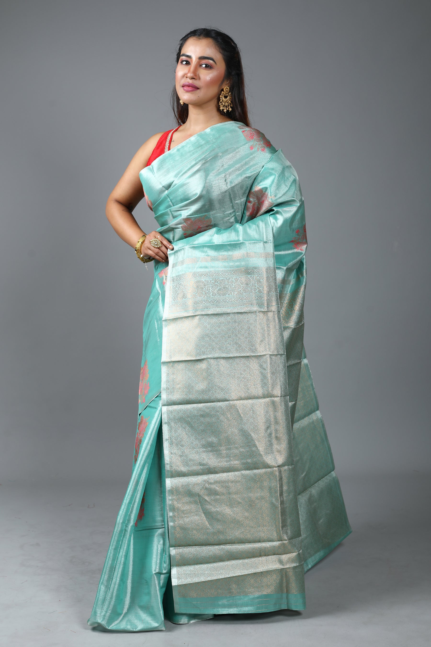 Sea Green Blended Tissue Kanjivaram Saree