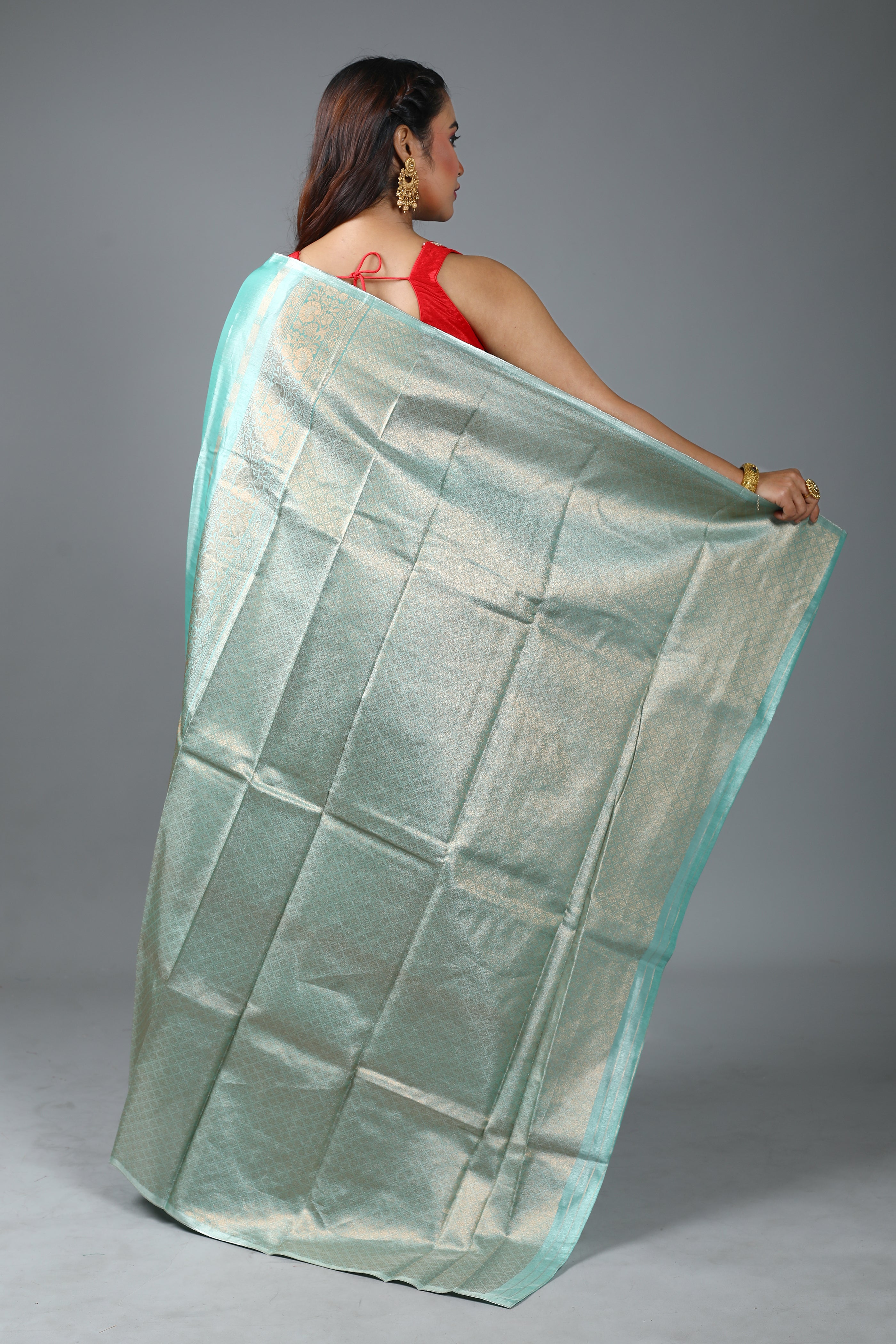 Sea Green Blended Tissue Kanjivaram Saree