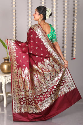 Wine Pure Banarasi Silk Saree - Keya Seth Exclusive