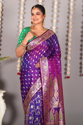 Violet Pure Banarasi Silk Saree - Keya Seth Exclusive