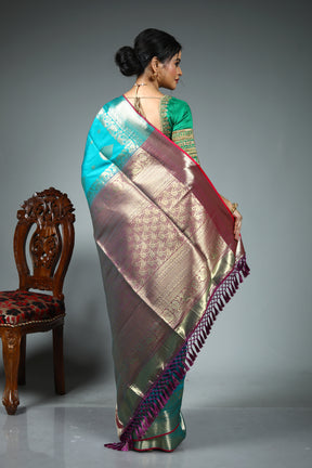 Sea Green Blended Kanjivaram Silk Saree