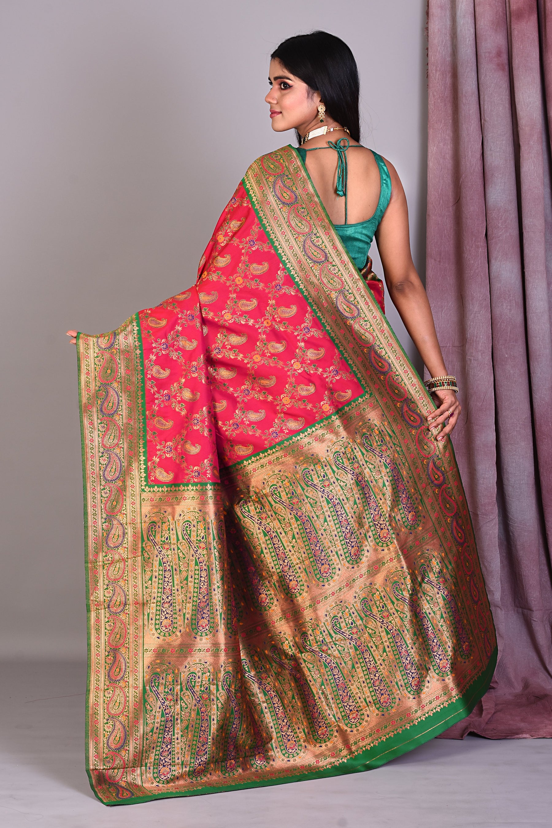 Designer Rani Art Silk Saree with Threadwork - Keya Seth Exclusive