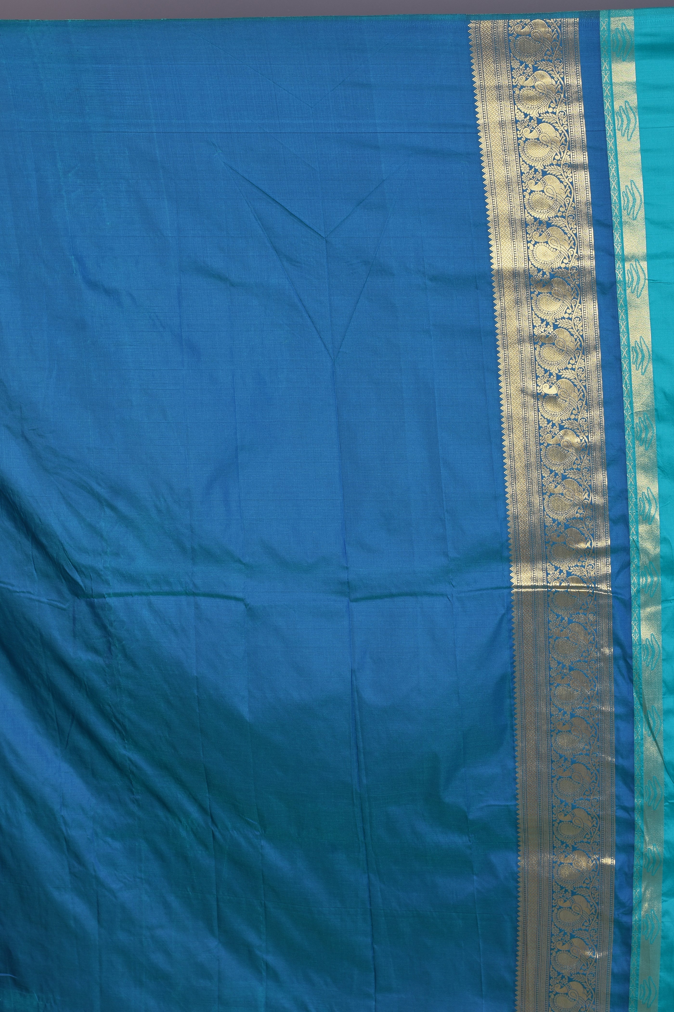 Prussian Green Blended Silk Saree with Golden Zari - Keya Seth Exclusive