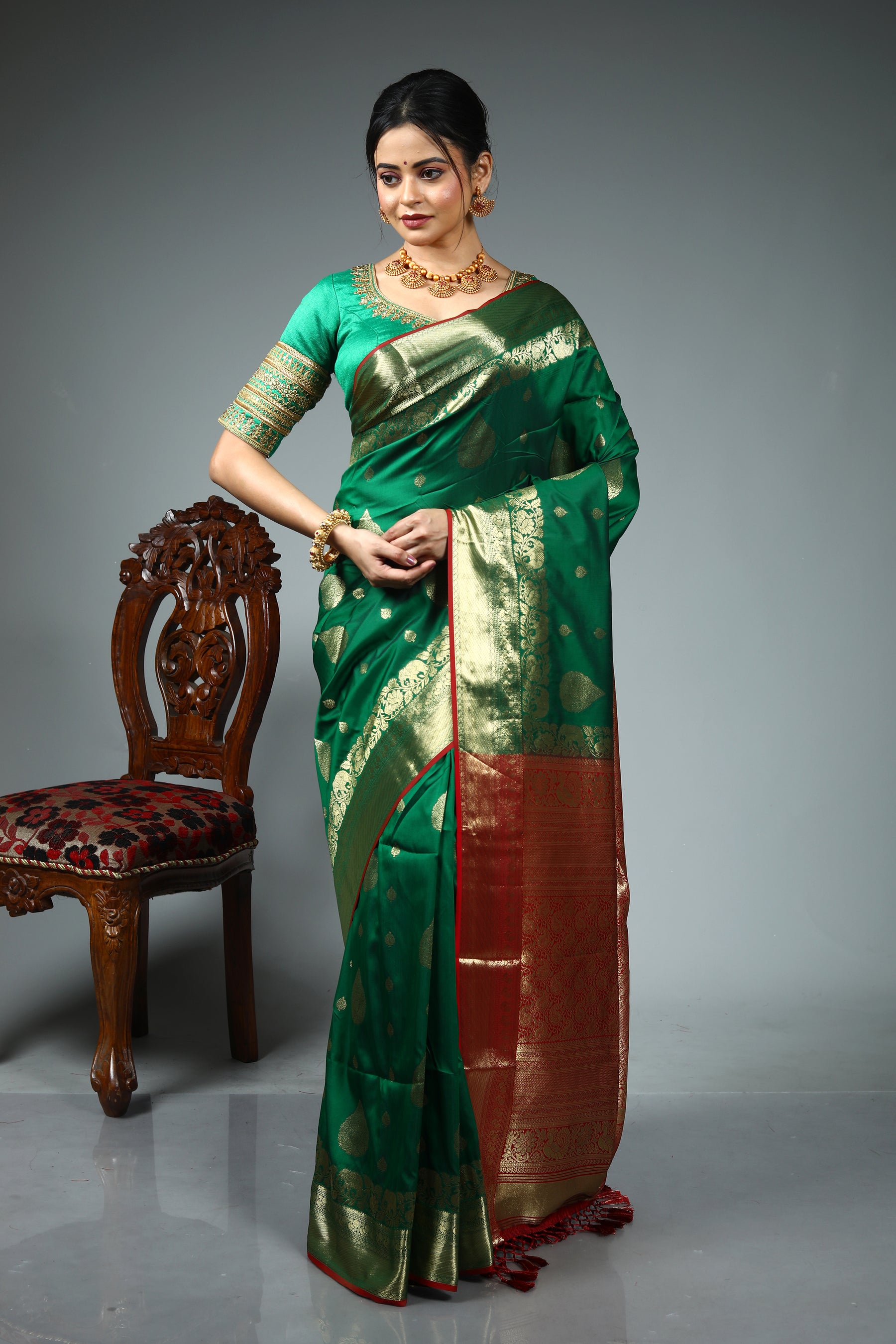 Green Blended Kanjivaram Silk Saree