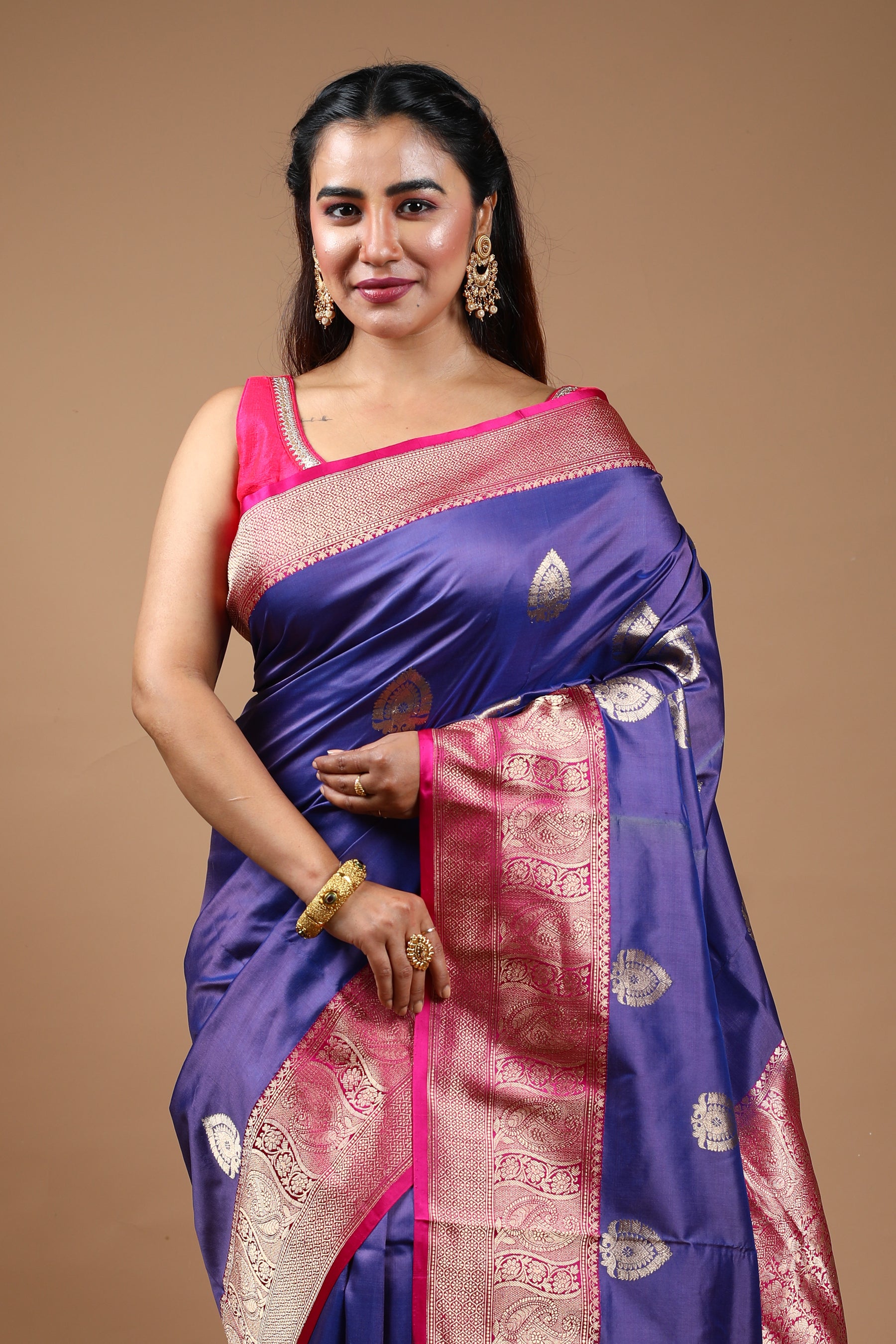 Purple Pure Katan Silk Saree