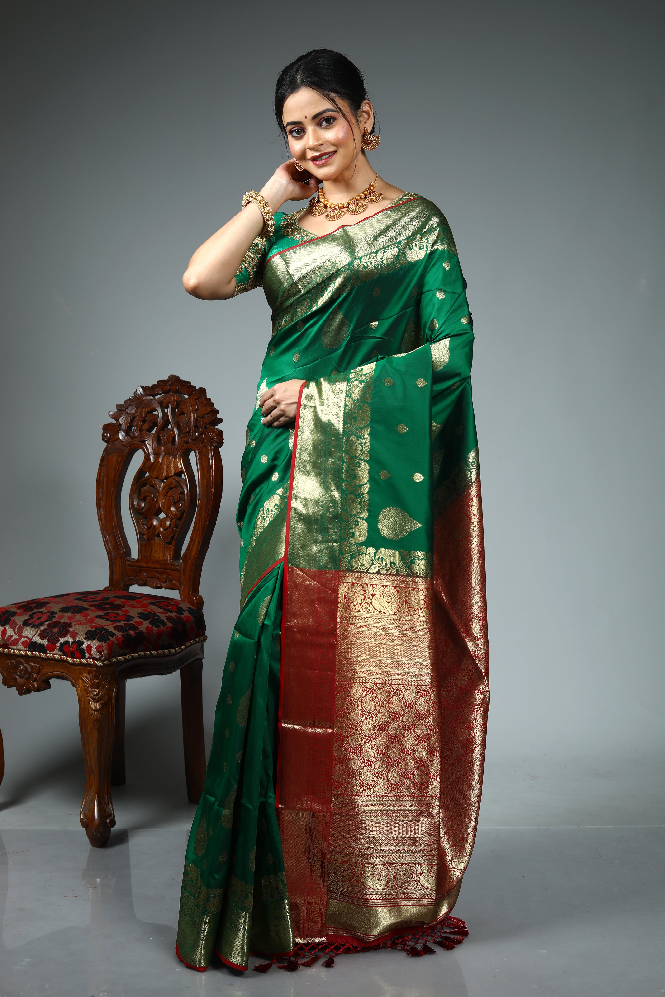 Green Blended Kanjivaram Silk Saree
