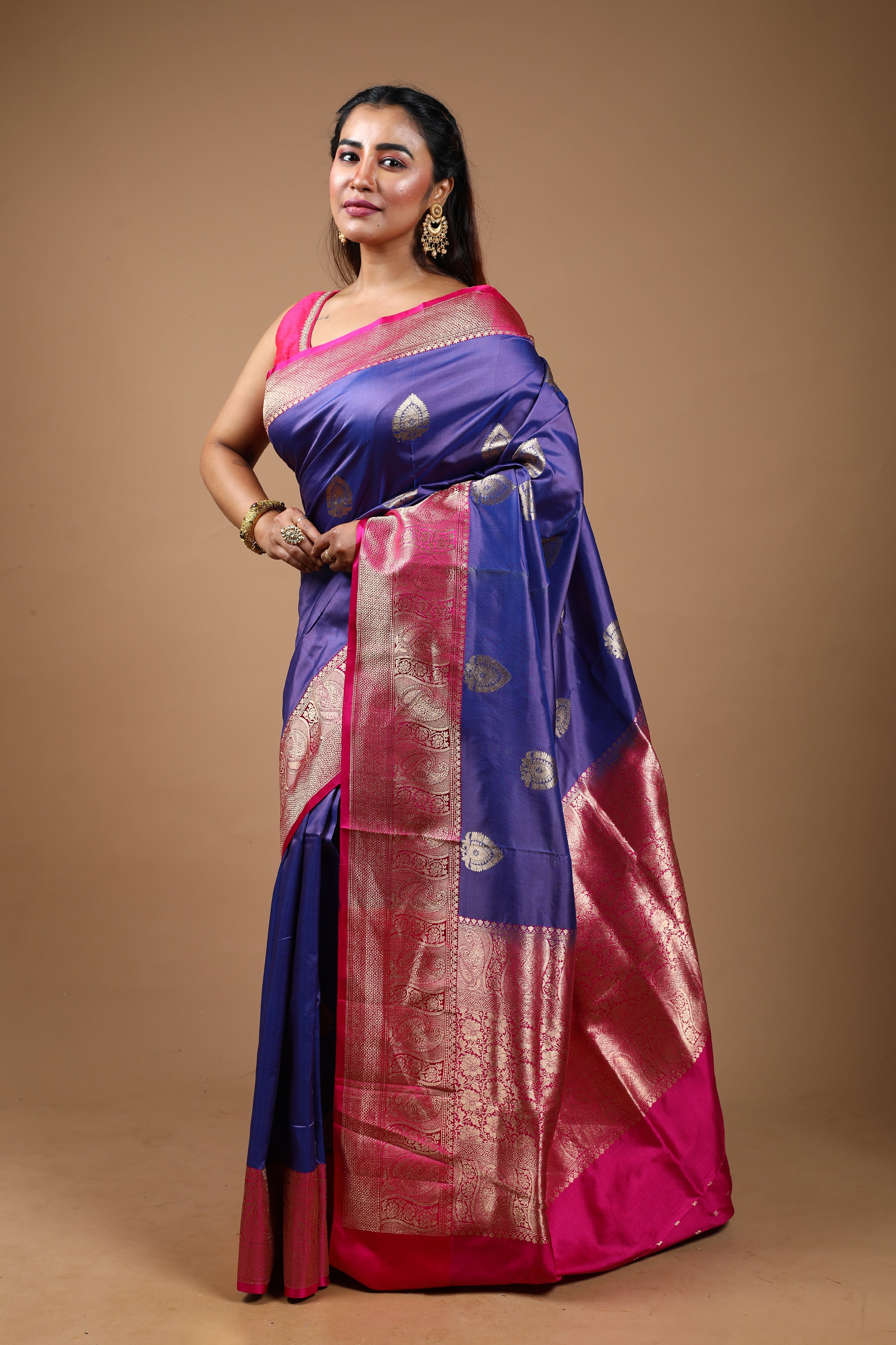 Purple Pure Katan Silk Saree