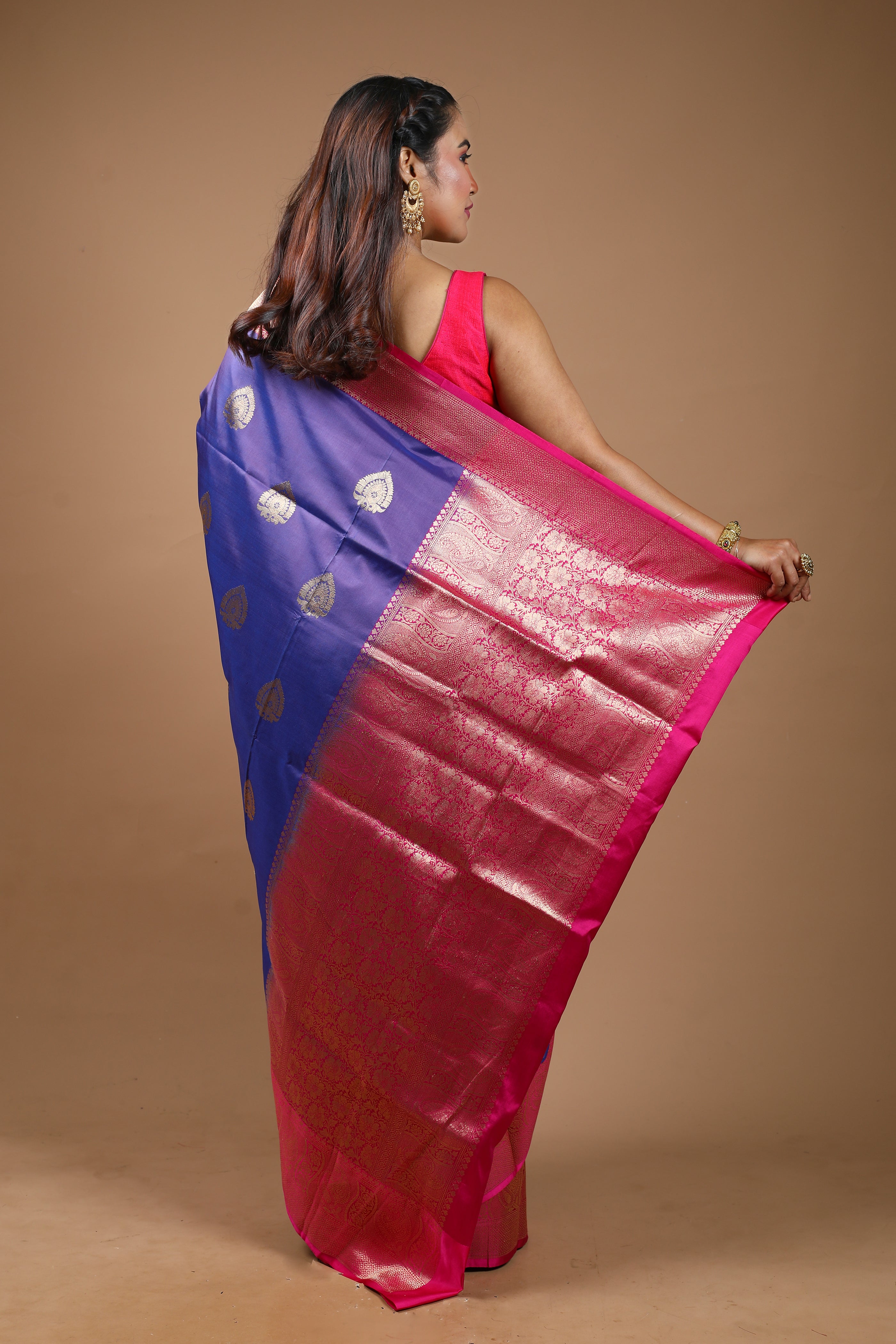 Purple Pure Katan Silk Saree