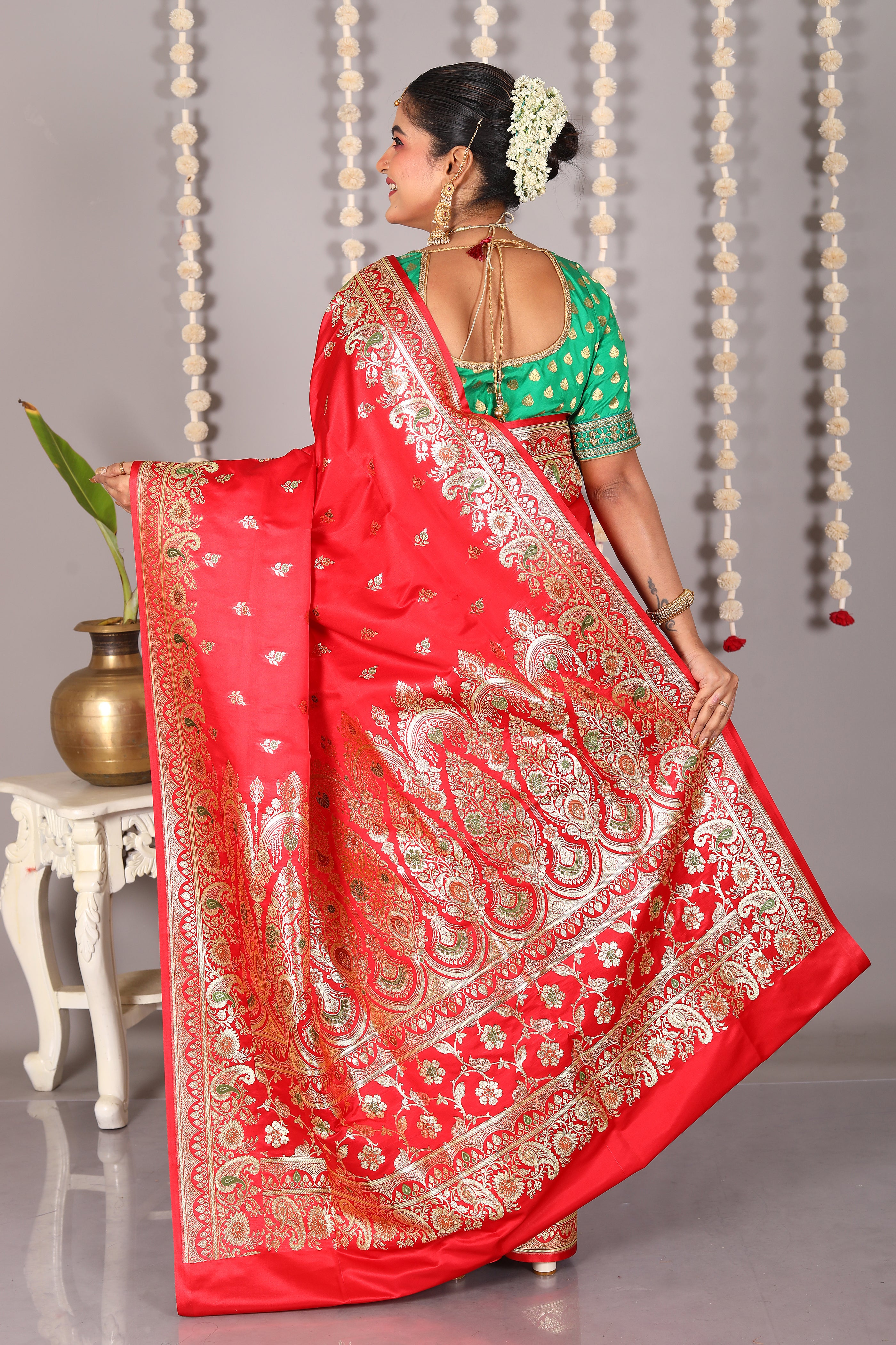 Red Pure Banarasi Silk Saree - Keya Seth Exclusive