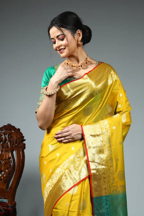 Olive Green Blended Kanjivaram Silk Saree