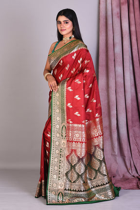 Wine Blended Silk Saree with Golden Zari - Keya Seth Exclusive