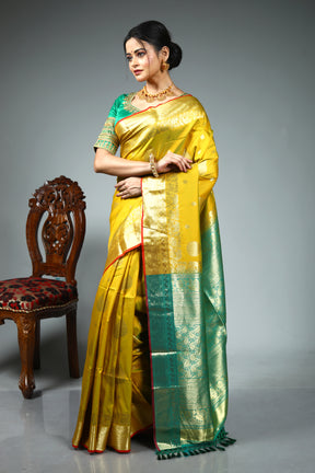 Olive Green Blended Kanjivaram Silk Saree