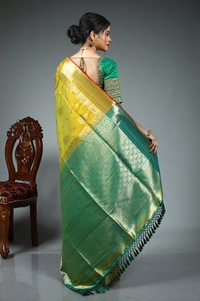 Olive Green Blended Kanjivaram Silk Saree