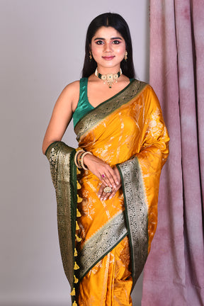 Mustard Blended Silk Saree with Golden Zari - Keya Seth Exclusive