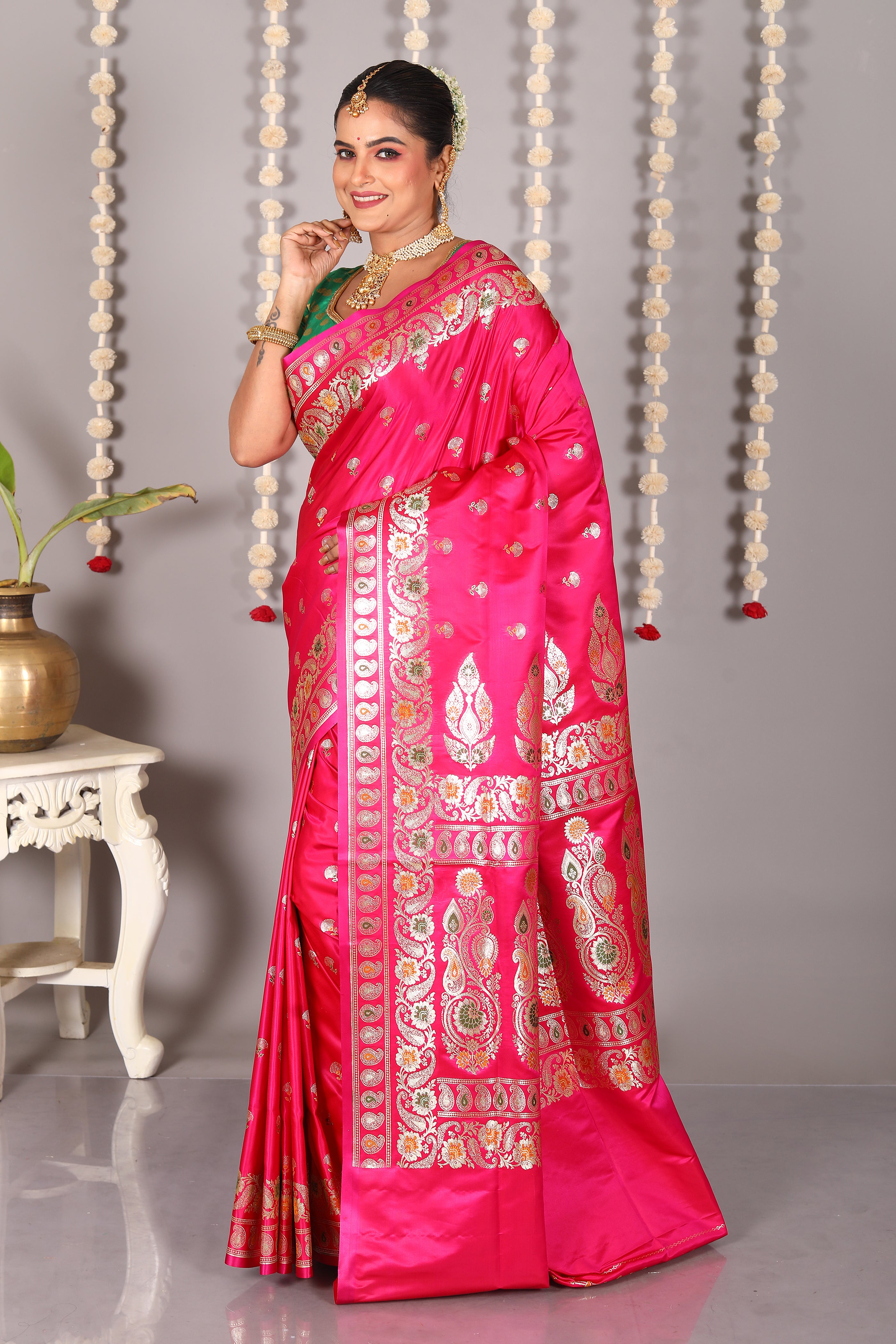 Pink Pure Banarasi Silk Saree - Keya Seth Exclusive