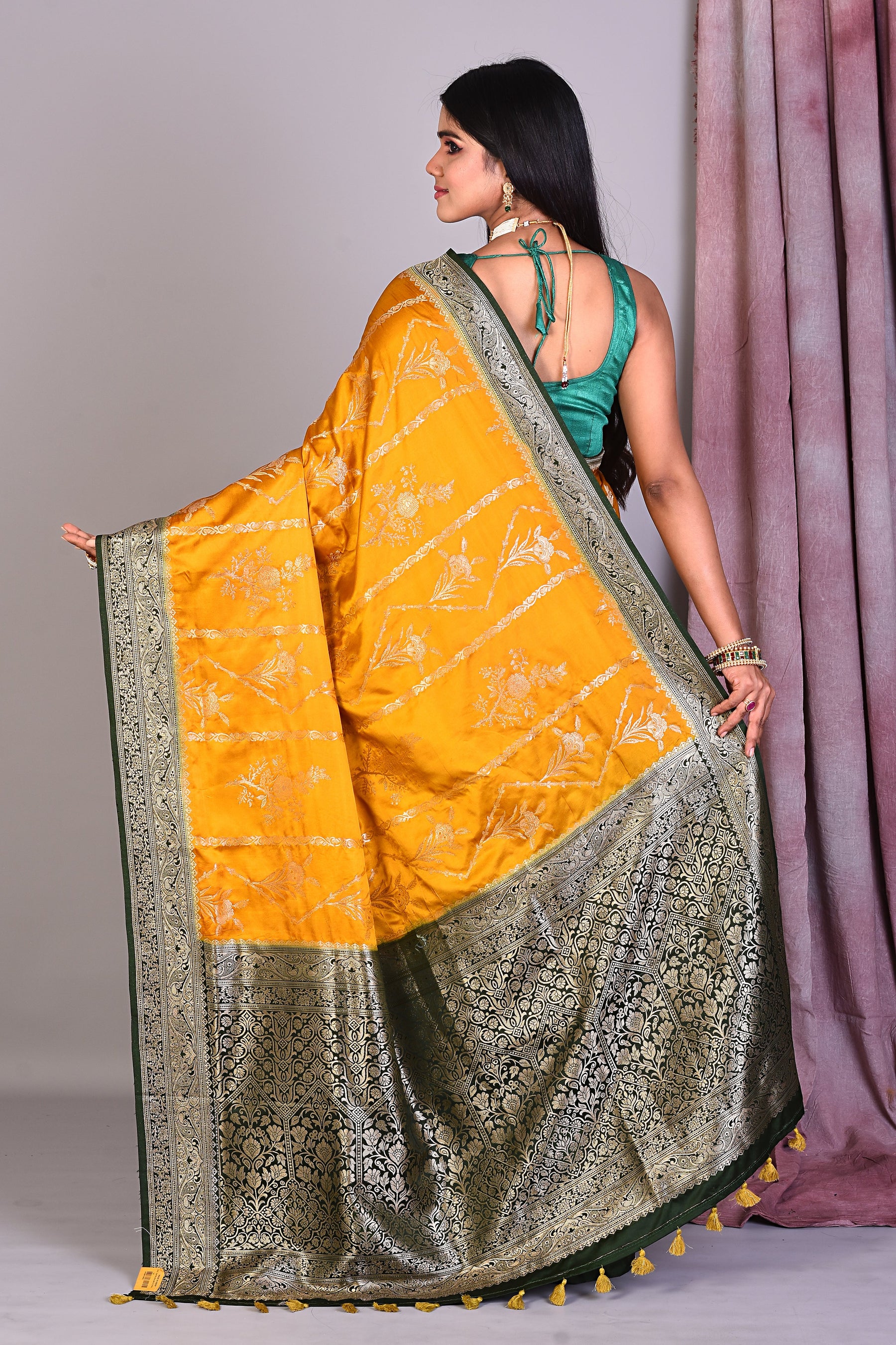 Mustard Blended Silk Saree with Golden Zari - Keya Seth Exclusive