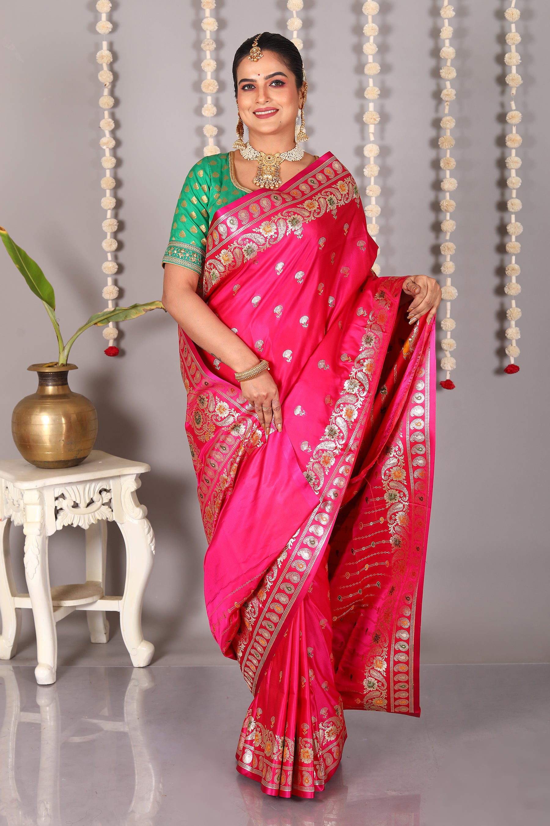 Pink Pure Banarasi Silk Saree - Keya Seth Exclusive