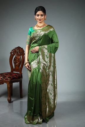 Leaf Green Blended Satin Silk