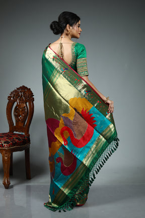 Green Blended Paithani Silk Saree