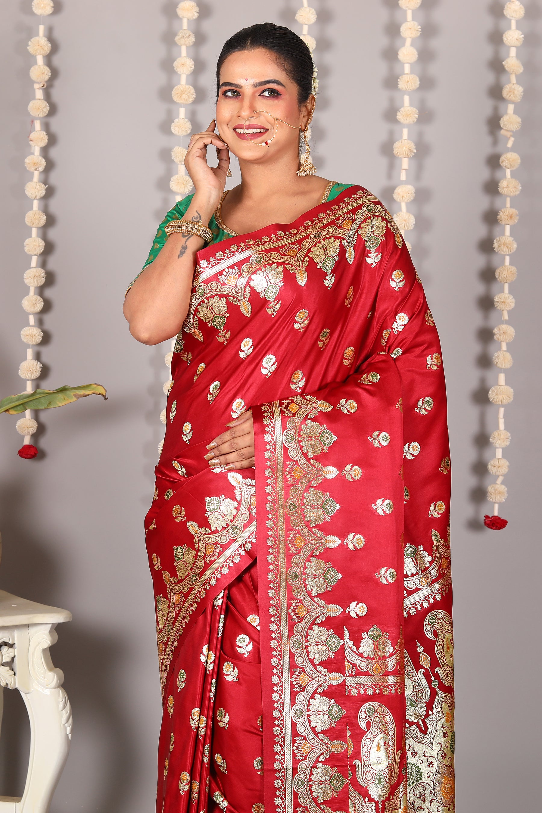 Maroon Pure Banarasi Silk Saree - Keya Seth Exclusive
