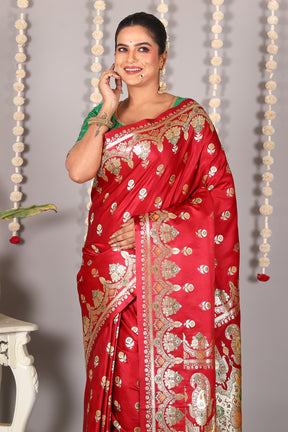 Maroon Pure Banarasi Silk Saree - Keya Seth Exclusive