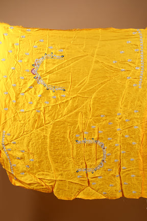 Designer Yellow Satin Silk Saree