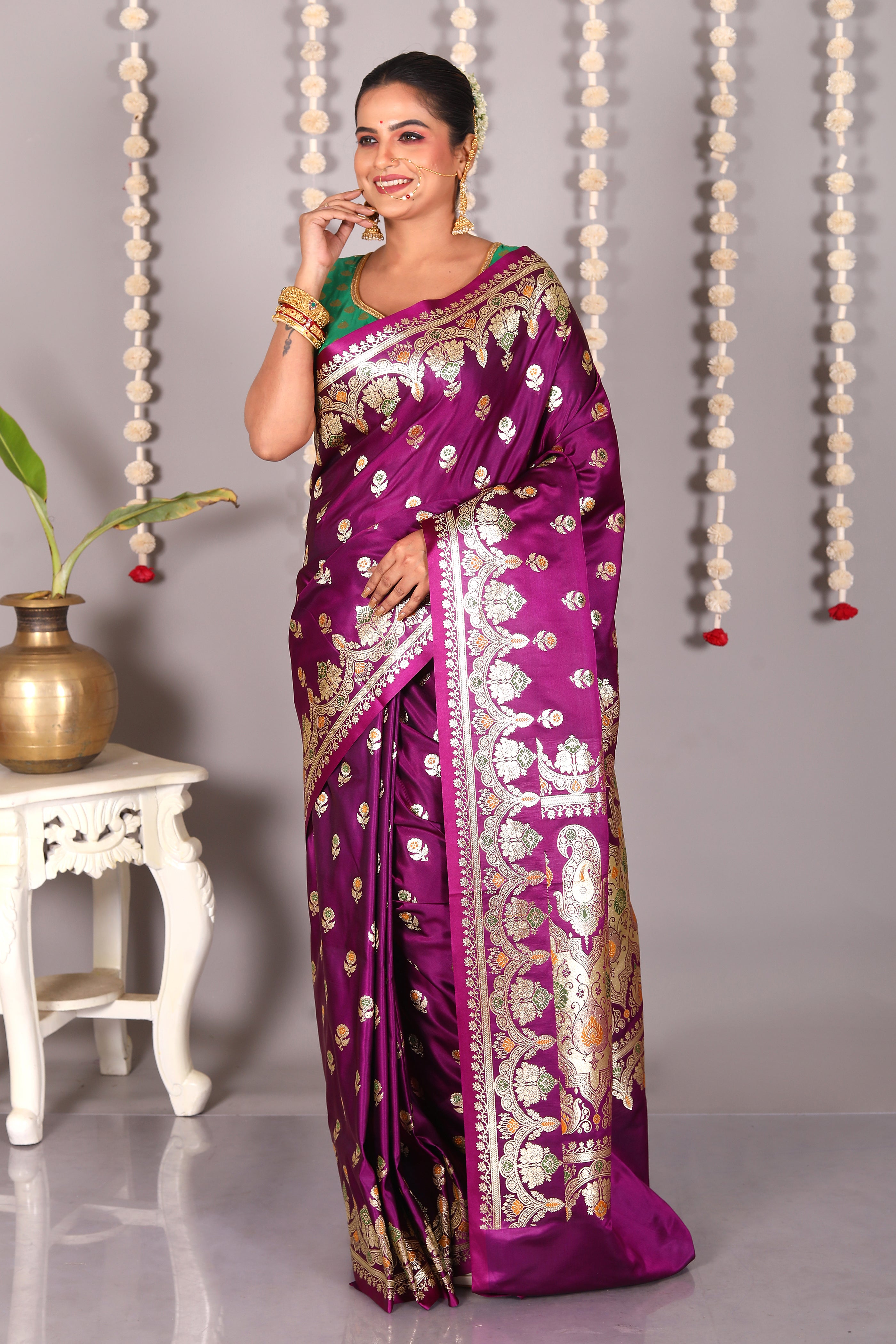 Purple Pure Banarasi Silk Saree - Keya Seth Exclusive