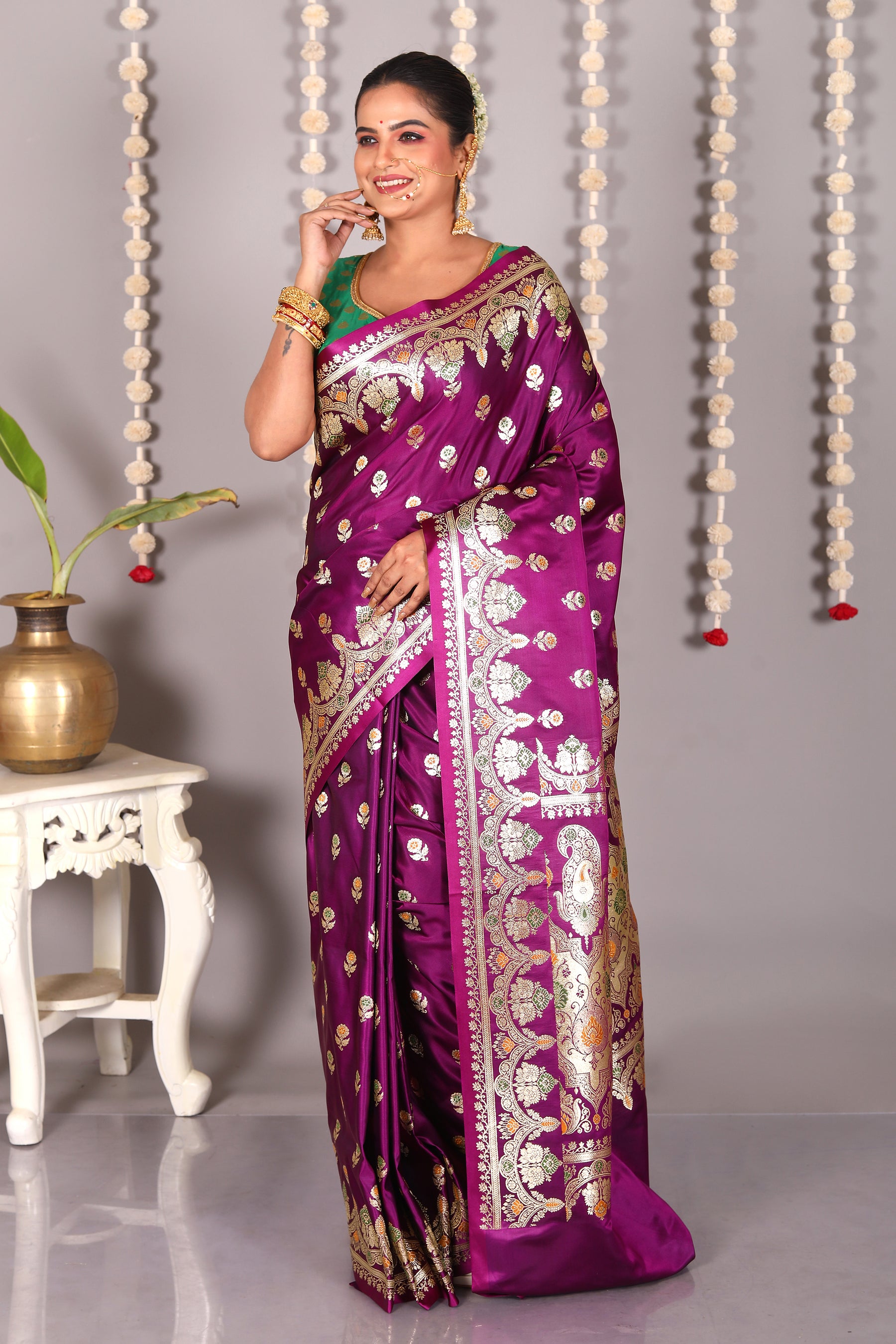 Purple Pure Banarasi Silk Saree - Keya Seth Exclusive