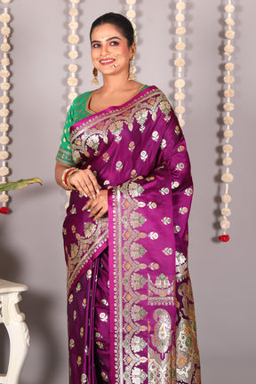 Purple Pure Banarasi Silk Saree - Keya Seth Exclusive
