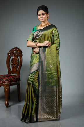 Leaf Green Blended Silk Saree