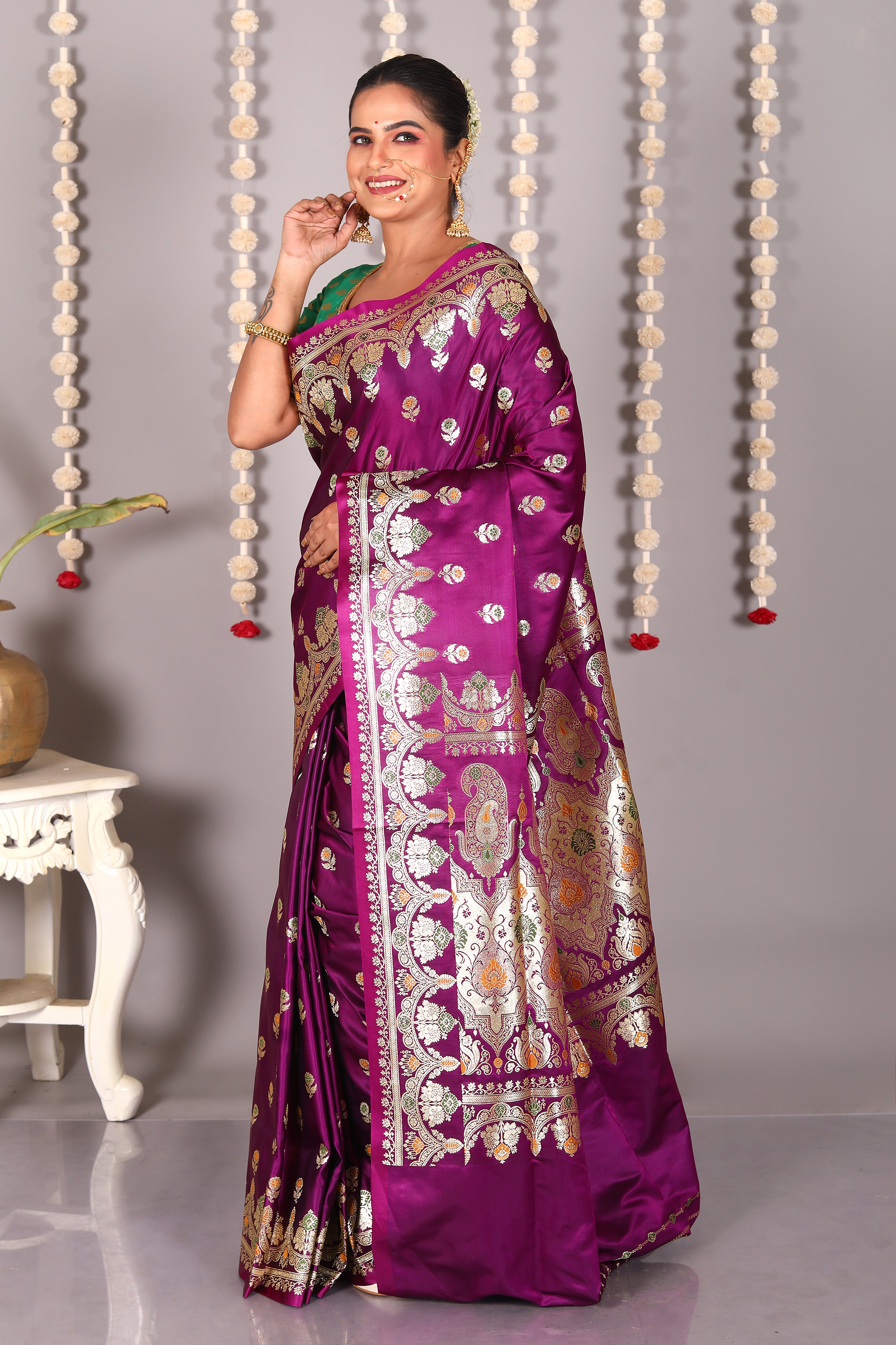 Purple Pure Banarasi Silk Saree - Keya Seth Exclusive