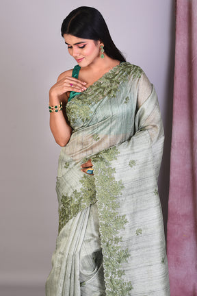 Pesta Blended Tussar Saree with Threadwork - Keya Seth Exclusive