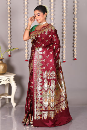Maroon Pure Banarasi Silk Saree - Keya Seth Exclusive