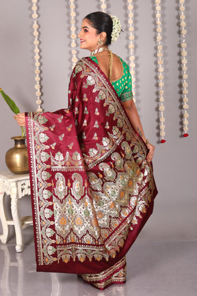 Maroon Pure Banarasi Silk Saree - Keya Seth Exclusive