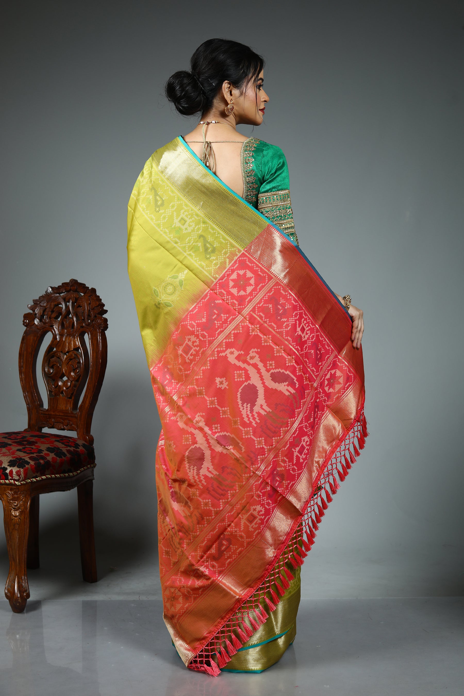 Pesta Green Blended Silk Saree