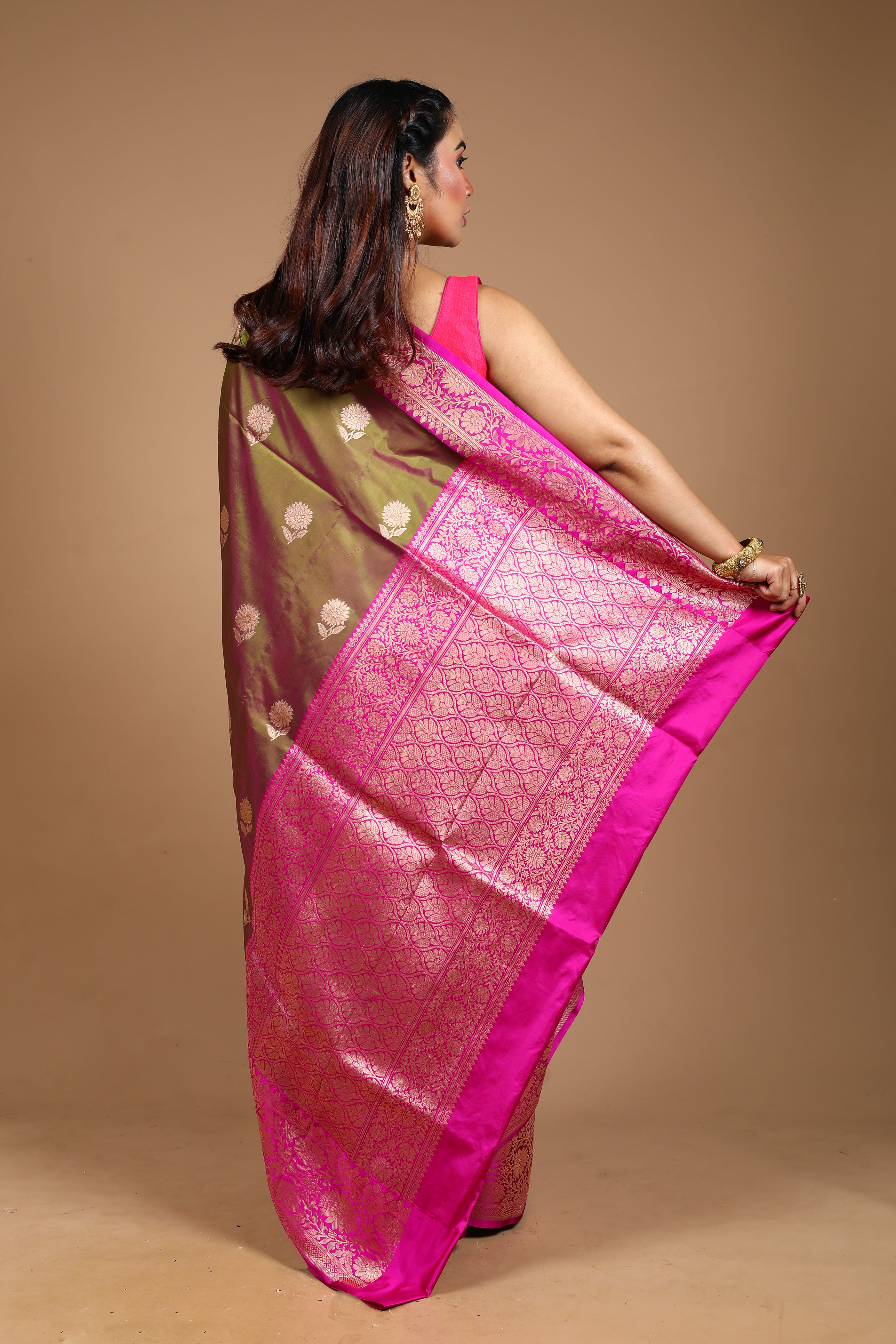 Olive Pure Katan Silk Saree